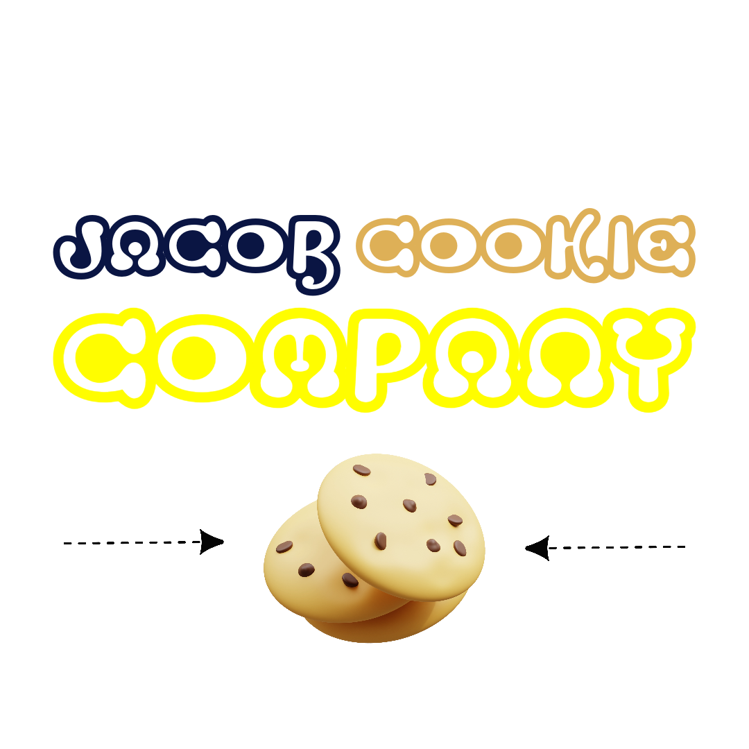 Jacob Cookie Company logo with cookies and name.